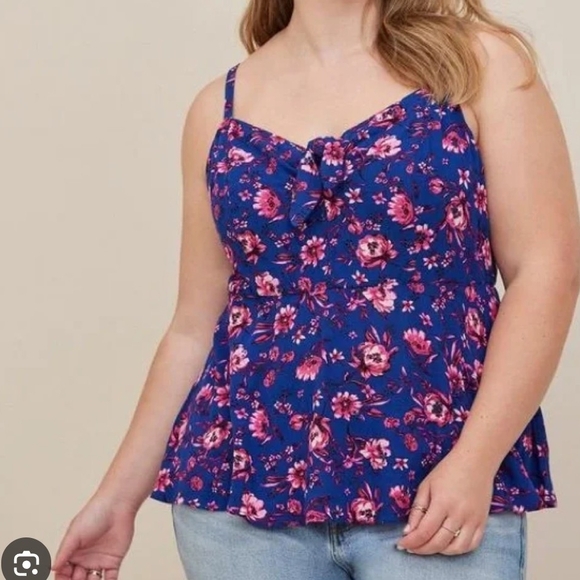 torrid Tops - Torrid Blue and Pink Floral Camisole
